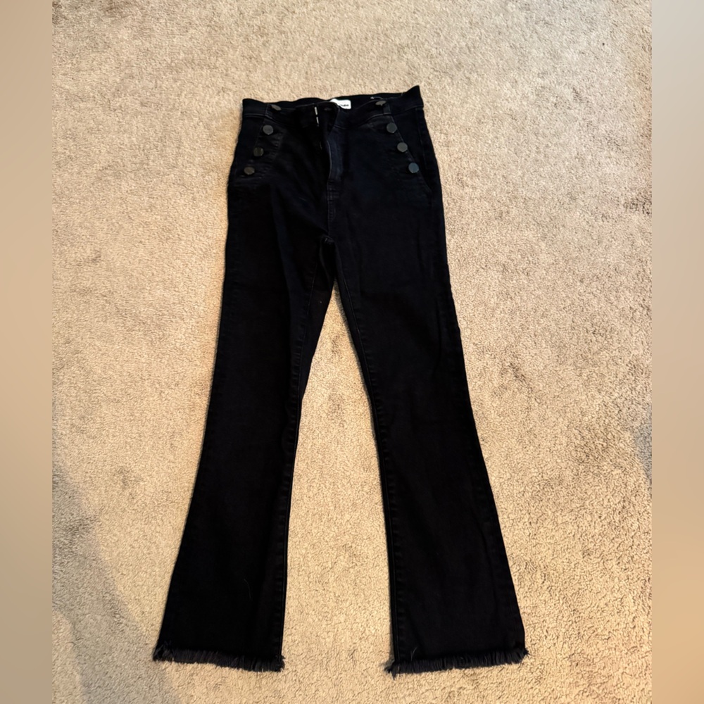 Loft Button Detail Black Denim Pants